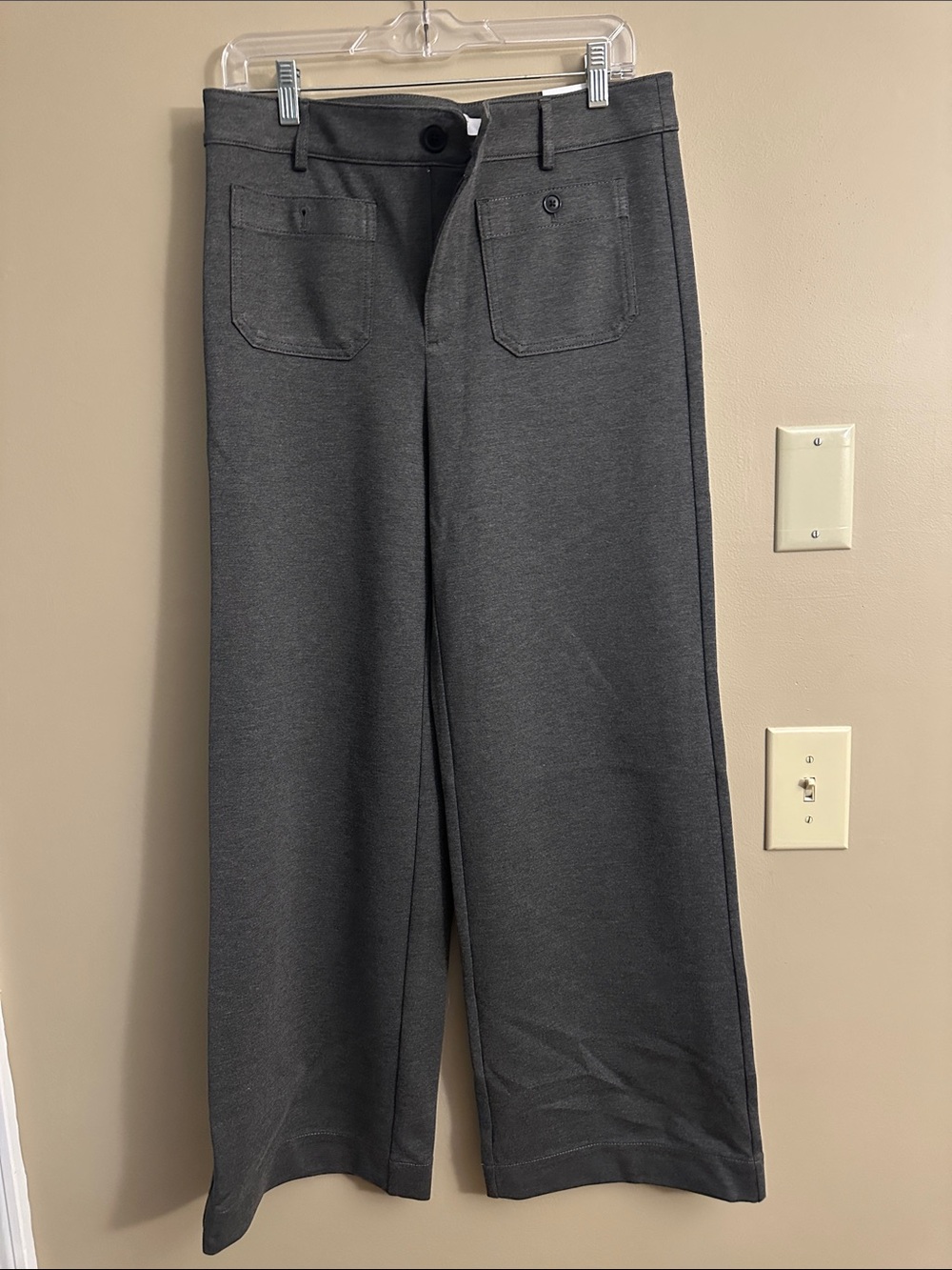 LOFT “The Palmer” Wide-Leg Dress Pants in Charcoal